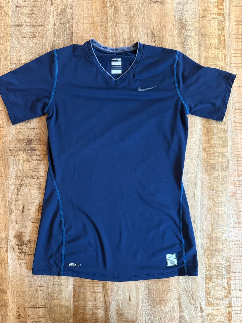 Nike Pro Fitted Women’s Small Navy Blue NikeFIT Compression V-Neck Top